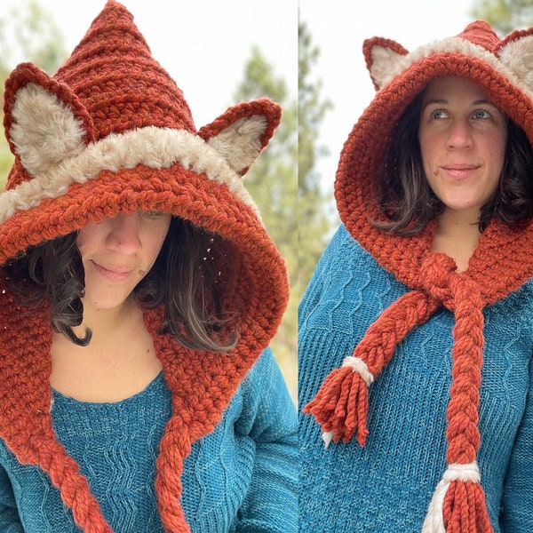 Crochet Fox Hood Pattern, PDF digital document