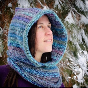 Simple Snood Crochet Pattern, Crochet Cowl with Hood