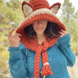 Crochet Fox Hood Pattern, PDF digital document