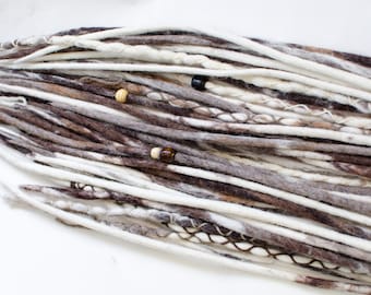 Extensiones de rastas de lana, abrigo de conejito, extremo simple o doble