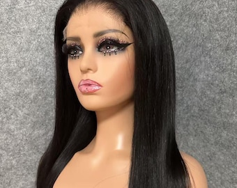 6x6 HD Lace Closure Wig Virgin Human Hair Glueless 200% Thick Density Silky Straight Lace Unit Gift for Her