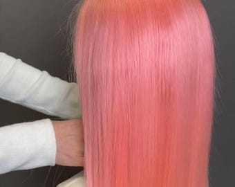 Roze menselijk maagdelijk remy-haar pruiken met volledige vetersluiting doorzichtige kant pruik onbewerkte eenheid te koop 2026 cadeau