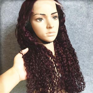 Burgundy 99J Deep Curly Human Virgin Hair Lace Closure Wigs 200% Density Red 5x5| Lace Unit Wig Gift for Her
