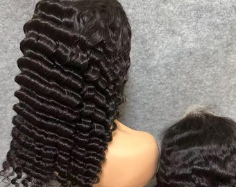Deep Wave HD Lace Closure| Frontal Wig: Virgin Remy Hair, Natural Black High Density