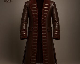 Trench in pelle Steampunk fatto a mano: stile militare gotico vittoriano