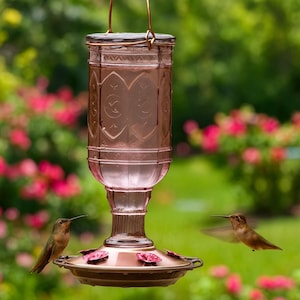 Glass Hummingbird Feeders for Outdoors,Hummingbird Feeder, Hanging Nectar Feeder, Decorative Bird Feeder, 23oz Hummingbird glass feeder