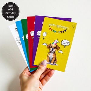 Set van zes gelukkige verjaardagskaarten, verjaardagskaarten voor kinderen, kind, peuter, kind l Ambacht l Cadeau l Voorschoolse l Afdrukbare l Instant Download