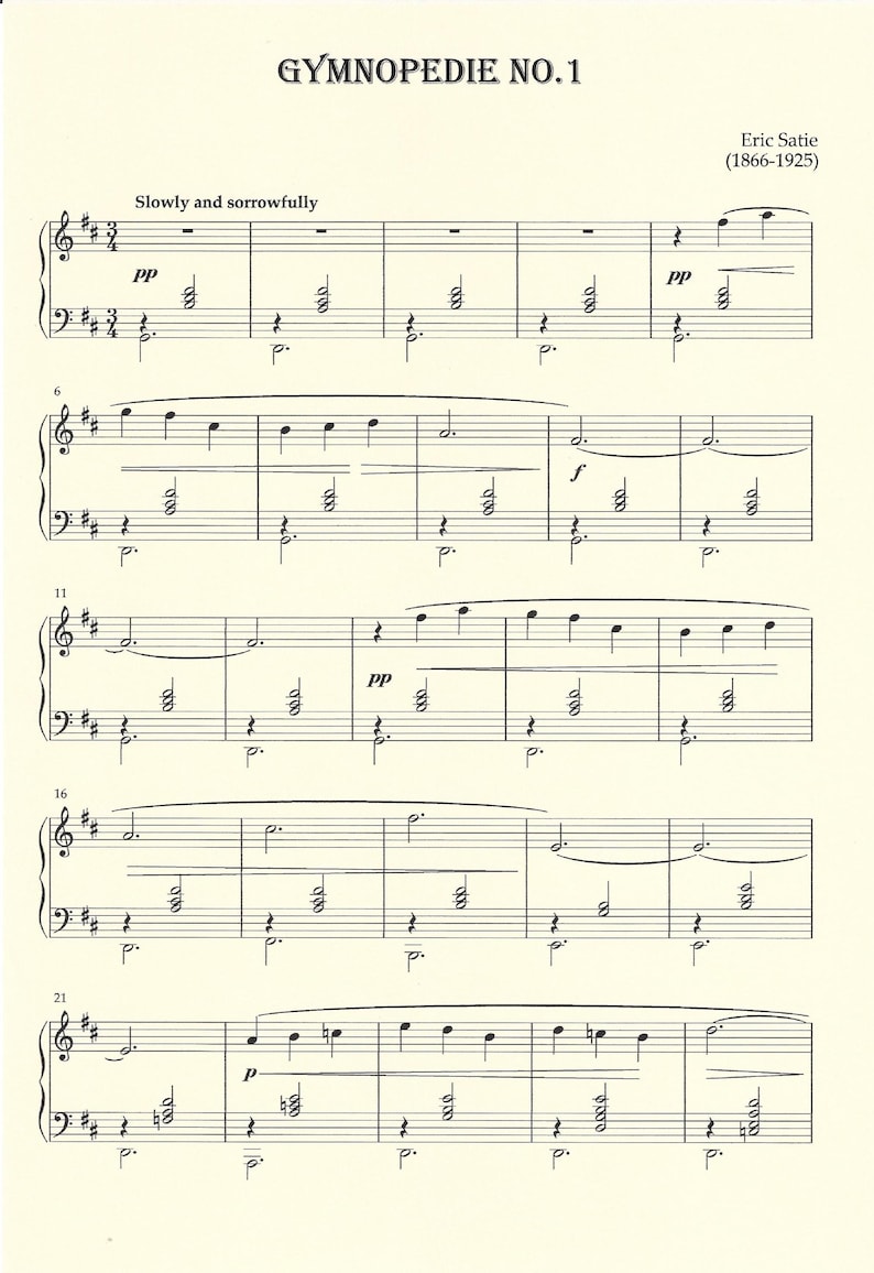 Gymnop die No 1 Erik Satie Laminated Piano Sheet Music Etsy gymnop-die-no-1-erik-satie-laminated-piano-sheet-music-etsy