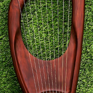10-String Lyre Harp – Handmade Mahogany Wood Instrument | Pentatonic Tuning | Includes Tuning Wrench & Carrying Bag | Beginner-Friendly Gift