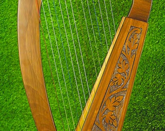 15 String Lever Harp - Rosewood Celtic Folk Harp - Handcrafted Wooden Instrument
