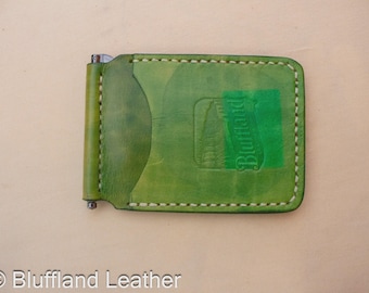 Handmade Leather Money Clip Dark Brown, Minimalist Veg Tan Wallet, Hand Stitched Money Holder, Gift for Him