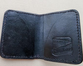 Handmade Leather Card Wallet Black, 4 Card Minimalist Front Pocket Wallet, Hand Stitched - CW43