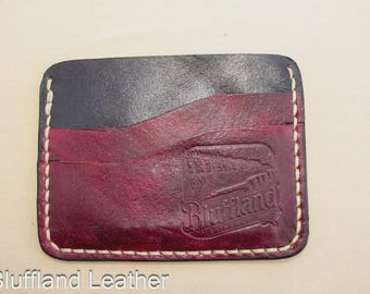 5 Card Leather Wallet Black Oxblood, Handmade Minimalist Card Holder, Veg Tan Front Pocket Wallet - 5CP35