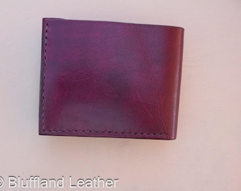 Handmade Leather Bifold Wallet Oxblood, Mens Veg Tan Bifold, Hand Stitched, Groomsmen Gift for Him