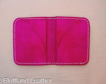 Handmade Leather Card Wallet Rose, 4 Card Minimalist Front Pocket Wallet, Hand Stitched - CW38