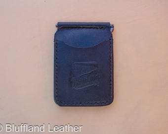 Handmade Leather Money Clip Black, Minimalist Veg Tan Wallet, Hand Stitched Money Holder, Groomsmen Gift for Him