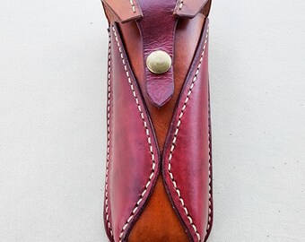 Handmade Leather Pouch Oxblood, Belt Clip Universal Utility Pouch, Hand Stitched, Gift for Him - UP5