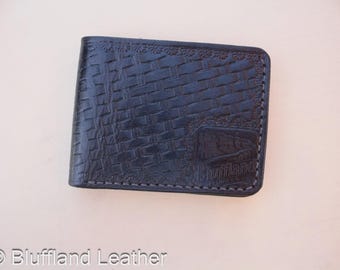 Handmade Leather Bifold Wallet Black, Mens Veg Tan Bifold, Hand Stitched, Groomsmen Gift for Him
