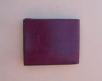 Handmade Leather Bifold Wallet Oxblood, Mens Veg Tan Bifold, Hand Stitched, Fathers Day Gift