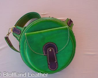 Handmade Leather Lil Festival Bag Green, Leather Purse Handbag, Hand Stitched, Gift for Her - LIL8