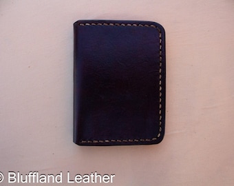 Handmade Leather Card Wallet Dark Brown, 4 Card Minimalist Front Pocket Wallet, Hand Stitched, Groomsmen Gift for Him