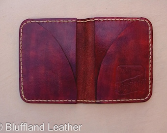 Handmade Leather Card Wallet Light Brown, 4 Card Minimalist Front Pocket Wallet, Hand Stitched, Groomsmen Gift for Him