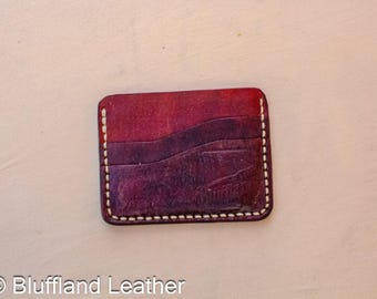 Handmade Leather Card Wallet Light Brown, 5 Card Minimalist Front Pocket Wallet, Hand Stitched, Groomsmen Gift for Him