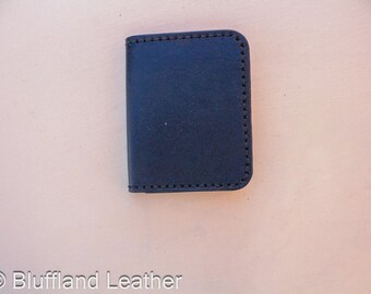 Handmade Leather Card Wallet Black, 4 Card Minimalist Front Pocket Wallet, Hand Stitched - CW39