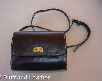 Handmade Leather Clara Purse Black, Leather Purse Handbag, Hand Stitched, Gift for Her - CL8