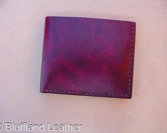 Handmade Leather Bifold Wallet Oxblood, Mens Veg Tan Bifold, Hand Stitched, Gift for Him