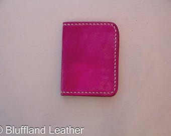 Handmade Leather Card Wallet Rose, 4 Card Minimalist Front Pocket Wallet, Hand Stitched, Groomsmen Gift for Him