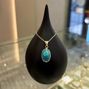 14k Gold Turquoise Pendant, Natural Turquoise Pendant, 14k Turquoise Necklace, Minimalist Turquoise Necklace, Jewelry, Handmade Turquoise