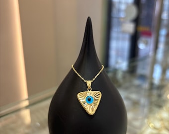 Colgante de ojo turco de oro de 14k, collar de protección contra el mal de ojo de oro de 14k, colgante de ojo turco, colgante de oro, regalo para ella, dije de ojo azul, joyería
