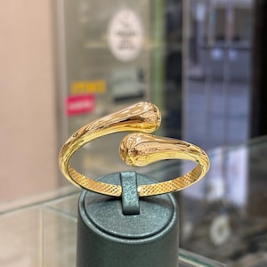 14K Gold Cuff Bracelet, Modern Design, Open End Bracelet, Handmade Gold Jewelry, Gift for Women, Stylish and Elegant Bracelet