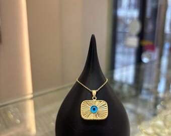 Colgante de ojo turco de oro de 14k, collar de protección contra el mal de ojo de oro de 14k, colgante de ojo turco, colgante de oro, regalo para ella, dije de ojo azul, joyería