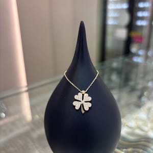 14K Gold Four Leaf Clover Charm Pendant, Lucky Clover Necklace, Clover Jewelry, 14k Gold Jewelry, Lucky Gift Jewelry, Gold Clover Necklace
