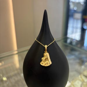 14K Gold Virgin Mary Necklace, Holy Mother Pendant, Catholic Jewelry, Christian Gold Pendant, Religious Necklace, Mother Mary, Son of Mary