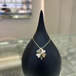 14K Gold Four Leaf Clover Charm Pendant, Lucky Clover Necklace, Clover Jewelry, 14k Gold Jewelry, Lucky Gift Jewelry, Gold Clover Necklace
