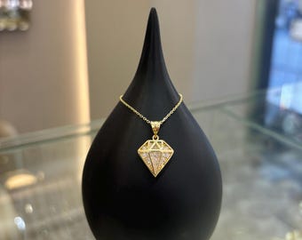 Colgante de oro de 14 k, collar de oro de 14 k, regalo para ella, oro minimalista, collar delicado para mujer, joyería de oro de 14 k, regalo para mujer, joyería de 14 k