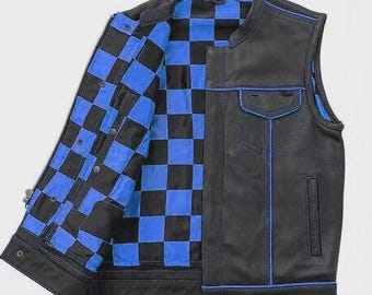 Gilet de moto en cuir pour hommes Warrior Uniform pour motards