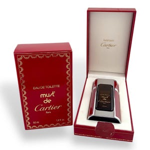 Vintage Must de Cartier EDT 1.6oz/50ml | 1980s Red Lacquer Case | New Old Stock | Original Box | Luxury Collector's Perfume