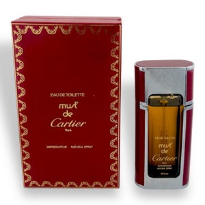 Vintage Must de Cartier EDT 1.6oz/50ml | 1980s Red Lacquer Case | Natural Spray | New In Box | Luxury Collector's Perfume