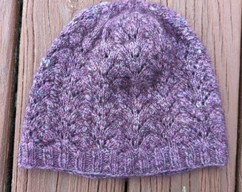 Hyacinth Lace Handspun and Knit Beanie