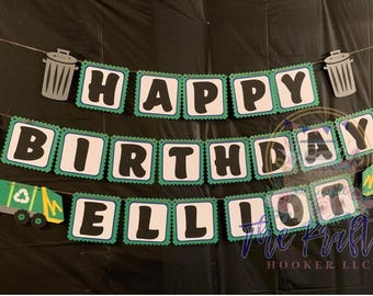 Garbage Truck Happy Birthday Banner | Trash Truck Party Decor | Garbage Truck Party Décor | Sanitation Truck Party | Garbage Party Supplies