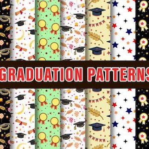 Graduation Digital Paper Pack: Scrapbook & Invitation Designs (Instant Download)