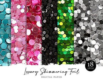Shimmering Sequin Foil Digital Paper: Luxury Textures (Digital Download)