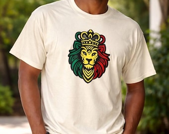 Lion of Judah Rasta T-Shirt, Ethiopian Flag Lion Print