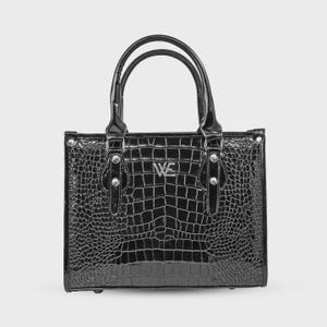 crocodile pattern genuine leather handbag luxury vintage style shoulder bag-for women elegant designer tote for classy looks, fashion purse