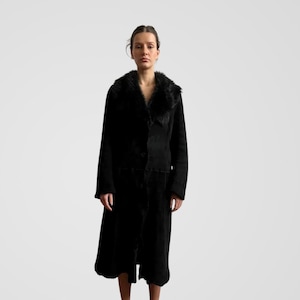 Women Black Penny Lane Coat Long Afghan Shearling Coat Women Bohemian Y2k Fur Coat