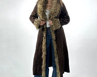 70s Penny Lane Afghan Shearling Coat – Women Vintage Boho Coat Long Sheepskin Coat
